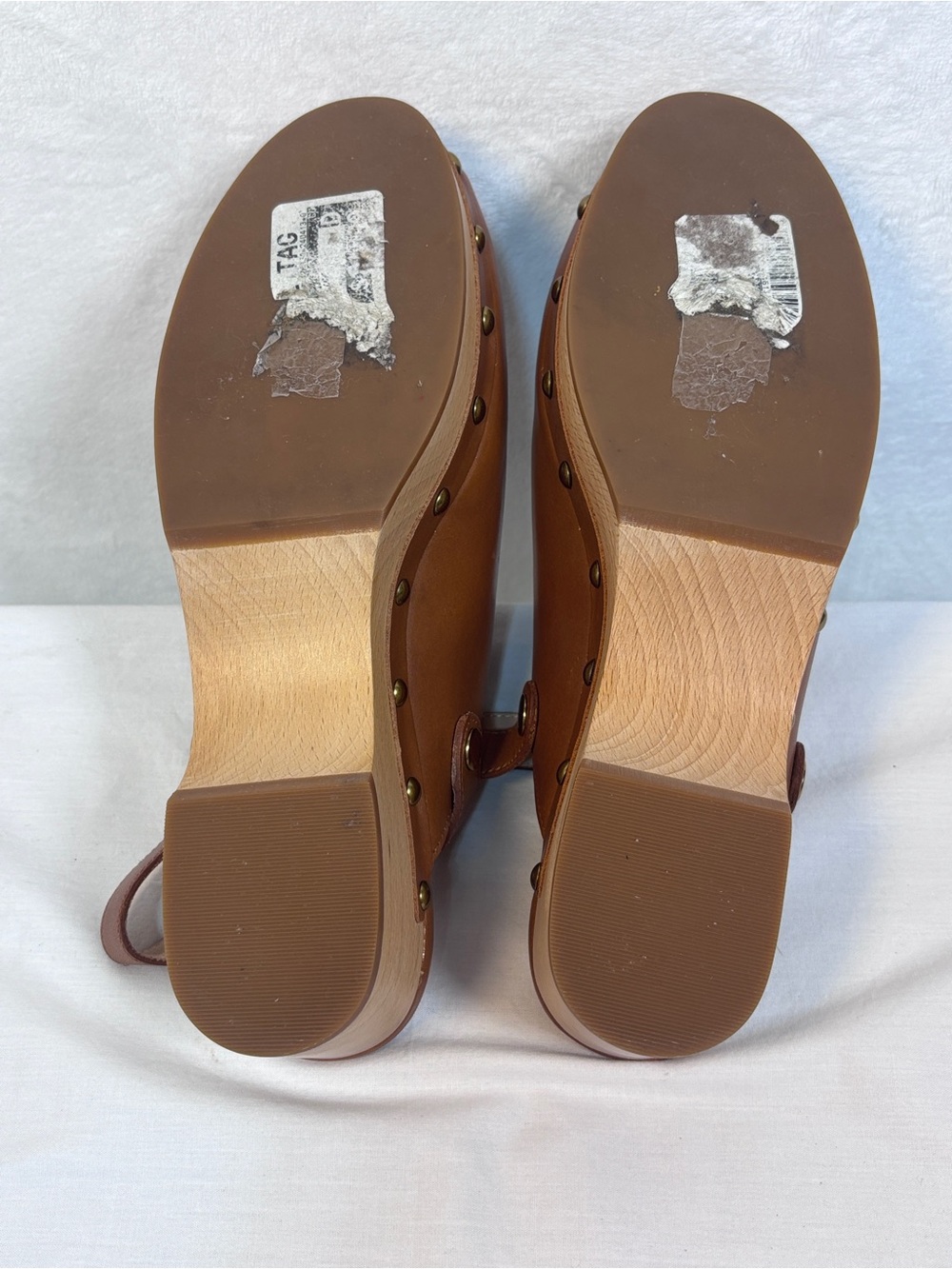 J. Crew Brown Convertible Rich Oak Studded Leather Clogs Ba188 Size 10 - Picture 8 of 10